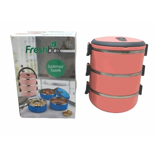 KOYU PEMBE 3LÜ SEFER TASI SAKLAMA KABI 1.8LT (5047)