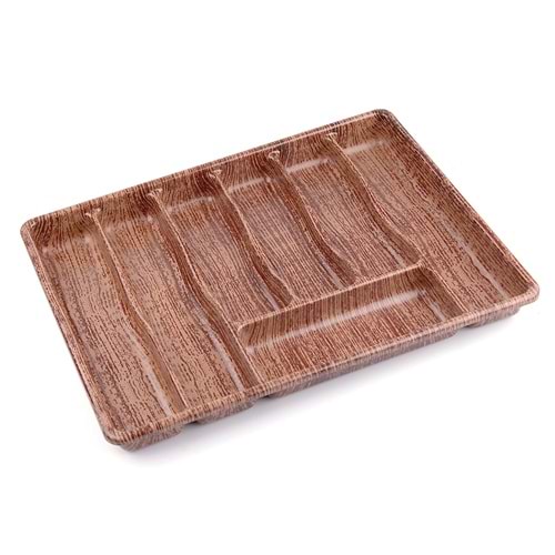 BÜYÜK - AHŞAP RENK - 7 BÖLMELİ ÇEKMECE İÇİ KAŞIKLIK 50X37CM (5047)