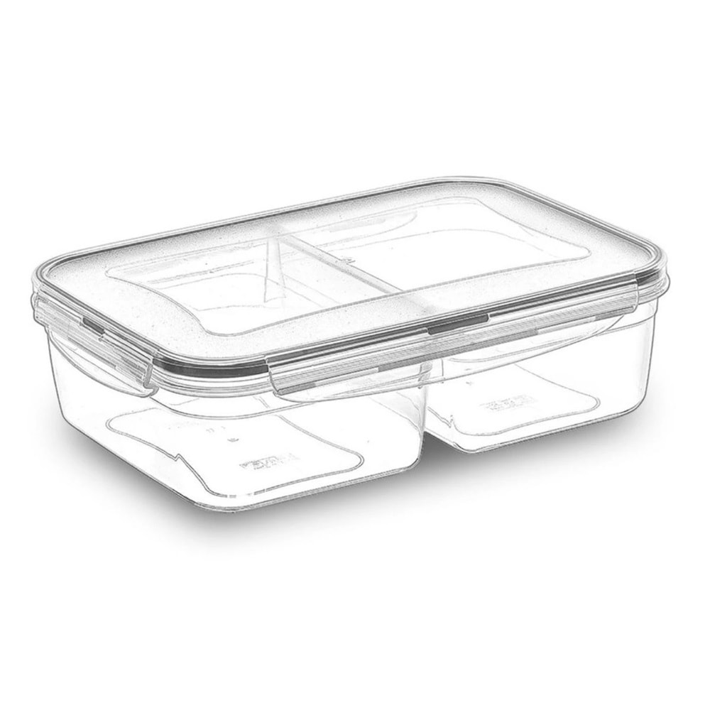 2 Bölmeli 1+1 Litre Kilitli Kapaklı Erzak Saklama Kabı LC-525 (5047)