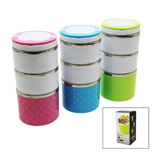 PUANTİYELİ 3LÜ SEFER TASI - SAKLAMA KABI 1.23LT (5047)