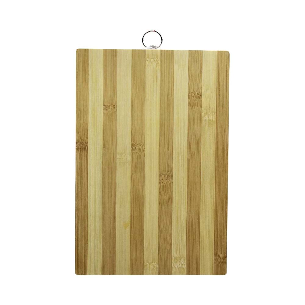 AHŞAP 20X30CM BEYAZ ÇİZGİLİ BAMBU KESİM PANOSU METAL KULPLU (5047)