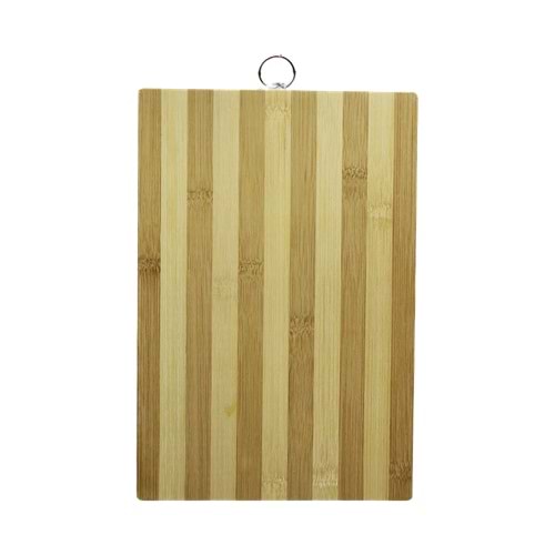 AHŞAP 20X30CM BEYAZ ÇİZGİLİ BAMBU KESİM PANOSU METAL KULPLU (5047)