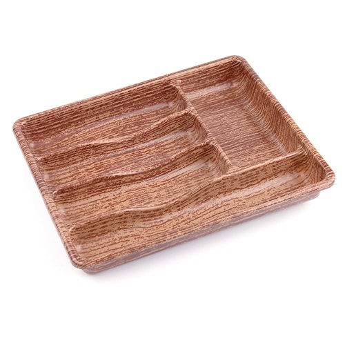 AHŞAP RENK - 5 BÖLMELİ ÇEKMECE İÇİ KAŞIKLIK 36X29CM (5047)