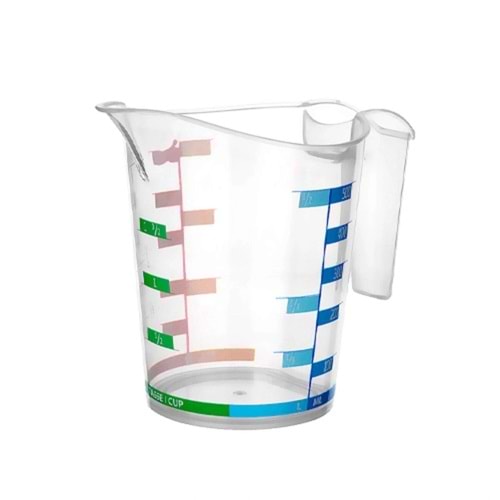 1000 ml Renkli Dereceli Sert Plastik Mutfak Ölçü Kabı (5047)