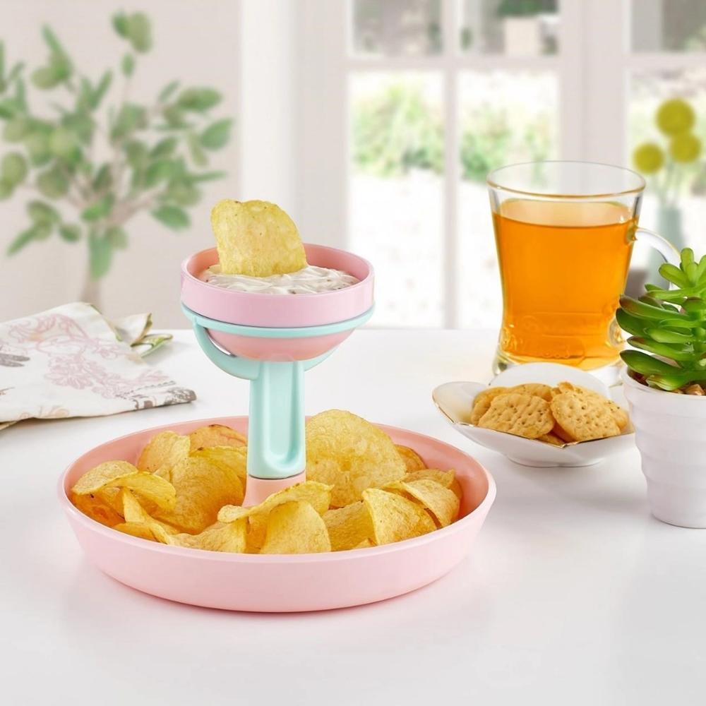 2 Katlı Pratik Cips Çerez Tabağı Sunum Kasesi Sosluklu Cipslik (5047)