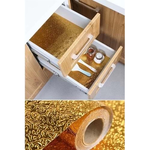 2 Metre Kendinden Yapışkanlı Silinebilir Mutfak Tezgah Üstü Sticker Folyo Gold Renk (5047)