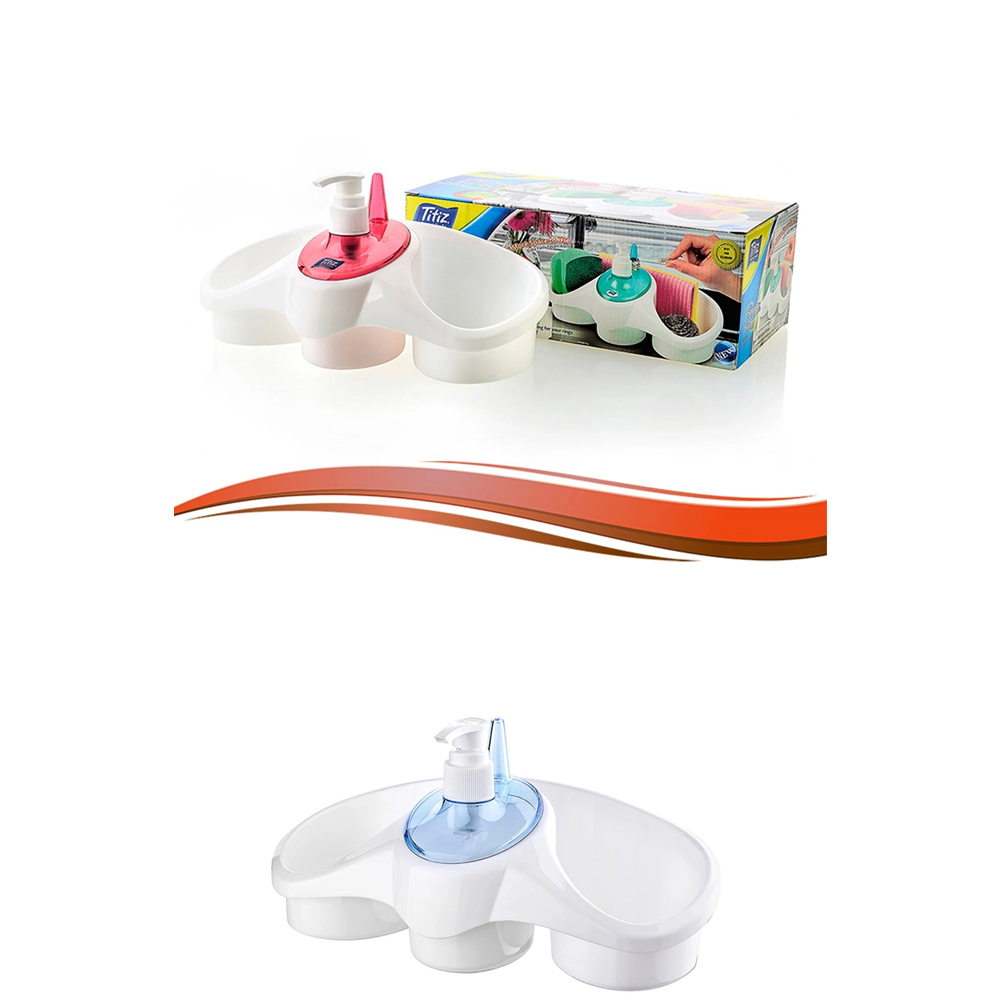 Sünger ve Deterjan Hazneli Lavabo Düzenleyici Sabunluk Organizer (5047)