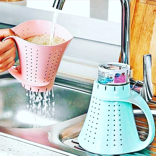 Sürahi Şeklinde Kulplu Pratik Pirinç Bakliyat Yıkama Süzgeci (5047)