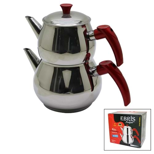 AİLE BÜYÜK BOY KÜRE ÇELİK ÇAYDANLIK SETİ ÜST: 1.2LT - ALT: 2LT (5047)