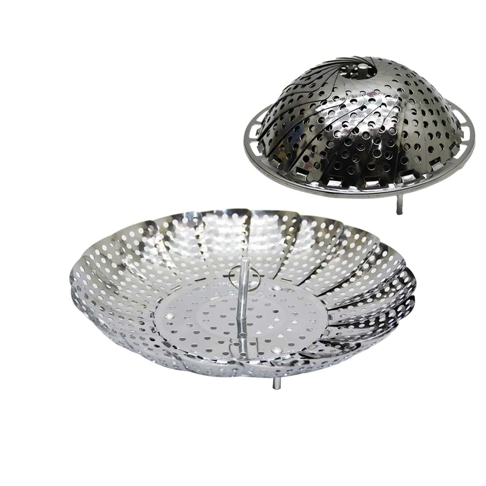KÜÇÜK METAL BUHARDA SEBZE PİŞİRİCİ SEPET HAŞLAMA APARATI (5047)