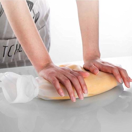 Büyük Hamur Torbası Silikon Şeffaf Hamur Yoğurma Torbası Ekmek Makarna Mantı Hamuru Kolay Yoğurma (5047)