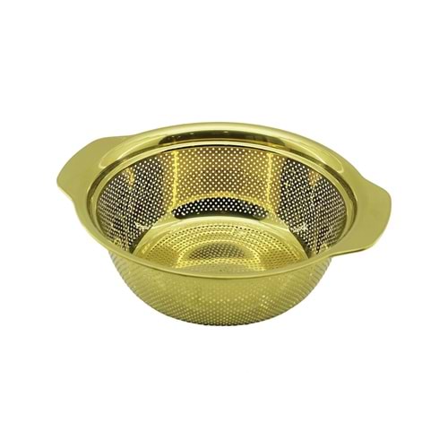 27CM GOLD PASLANMAZ METAL SEPET SÜZGEÇ KENDİNDEN KULPLU (5047)