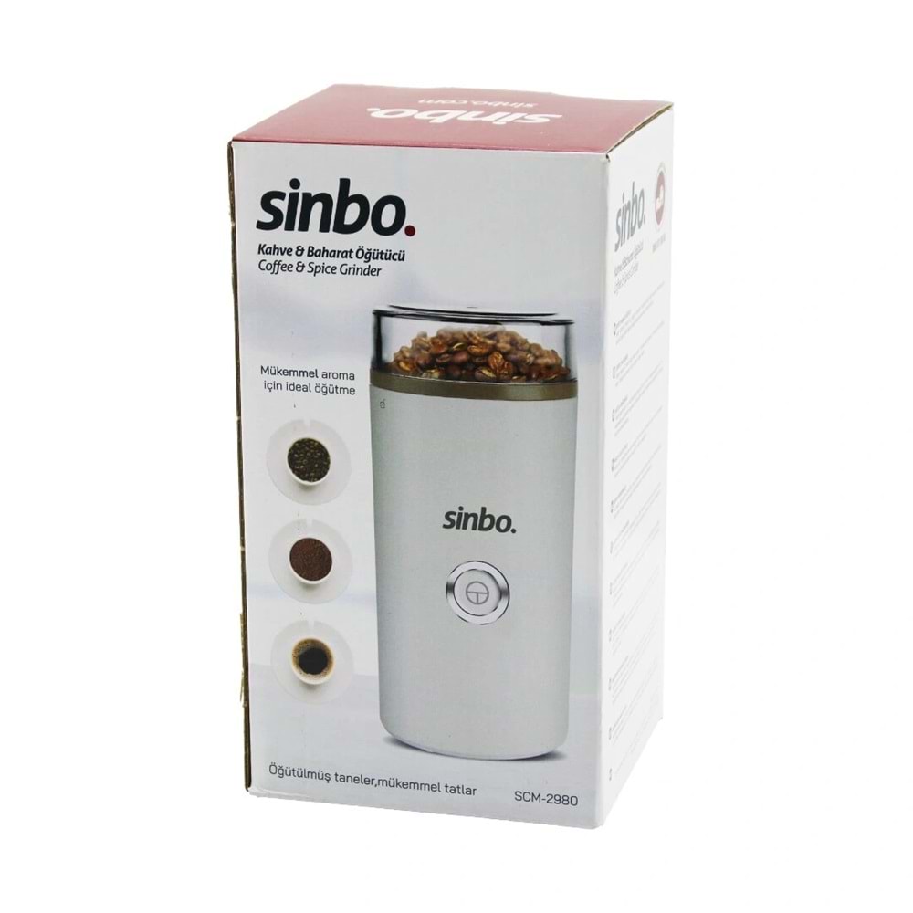 KAHVE - BAHARAT ÖĞÜTÜCÜ MAKİNE 2 BIÇAKLI ÇELİK ÖĞÜTME HAZNESİ 70GR ÖĞÜTME AC MOTOR=180W SCM-2980 (5047)