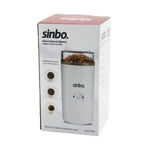 KAHVE - BAHARAT ÖĞÜTÜCÜ MAKİNE 2 BIÇAKLI ÇELİK ÖĞÜTME HAZNESİ 70GR ÖĞÜTME AC MOTOR=180W SCM-2980 (5047)