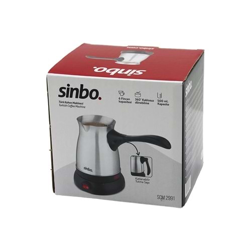 ÇELİK ELEKTRİKLİ CEZVE TÜRK KAHVE MAKİNESİ - 6FİNCAN=500ML 360 DERECE KABLOSUZ KULLANIM KATLANIR KULP 600W SCM-2991 (5047)