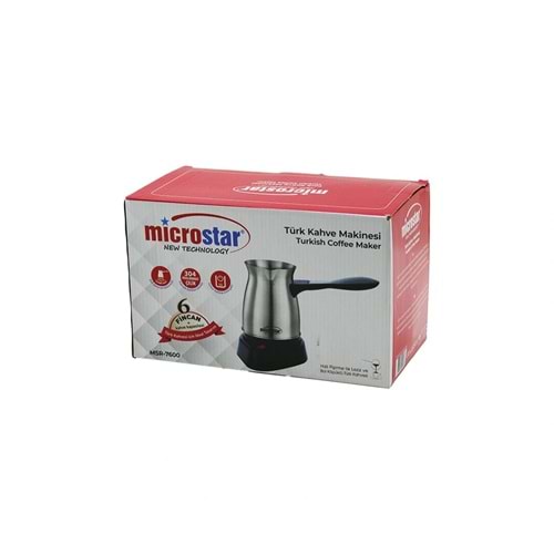 ÇELİK ELEKTRİKLİ CEZVE TÜRK KAHVE MAKİNESİ - 6 FİNCAN TAK-ÇIKAR KULP 400ML MSR-7600 (5047)