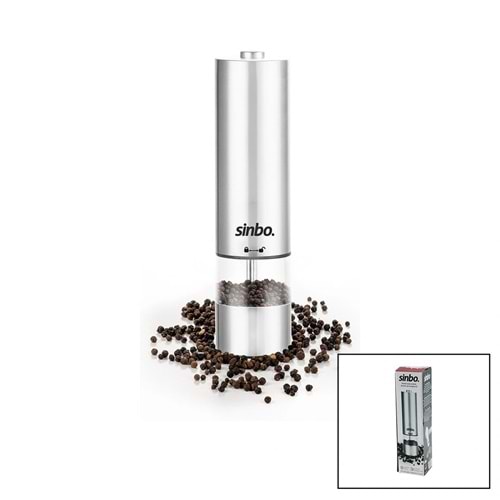 SHB-7502 PİLLİ OTOMATİK TUZ - KARABİBER ÖĞÜTÜCÜ IŞIKLI ÇELİK GÖVDE AKRİLİK HAZNE (5047)