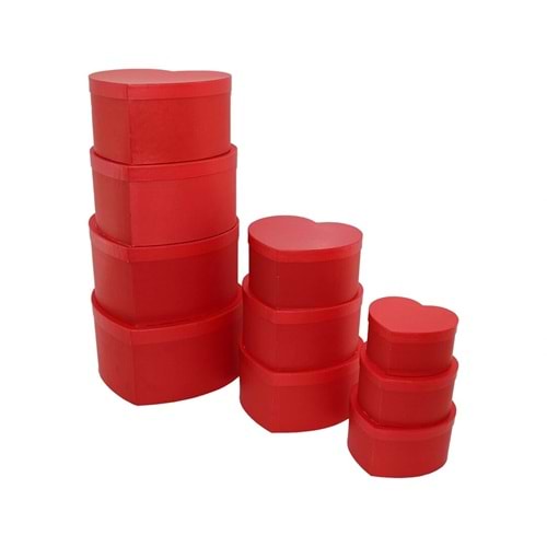 10 PCS BOY KIRMIZI KALPLİ HEDİYE KUTUSU (5047)