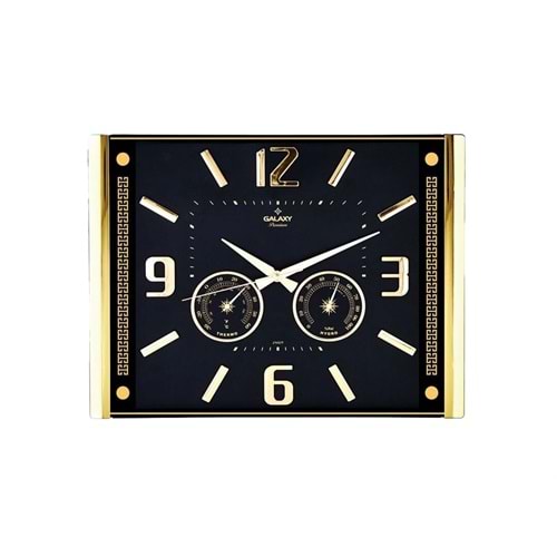 PREMİUM BAROMETRELİ ISI - NEM ÖLÇER KABARTMA RAKAMLI DUVAR SAATİ 41.5X32CM 707-A-1 (5047)