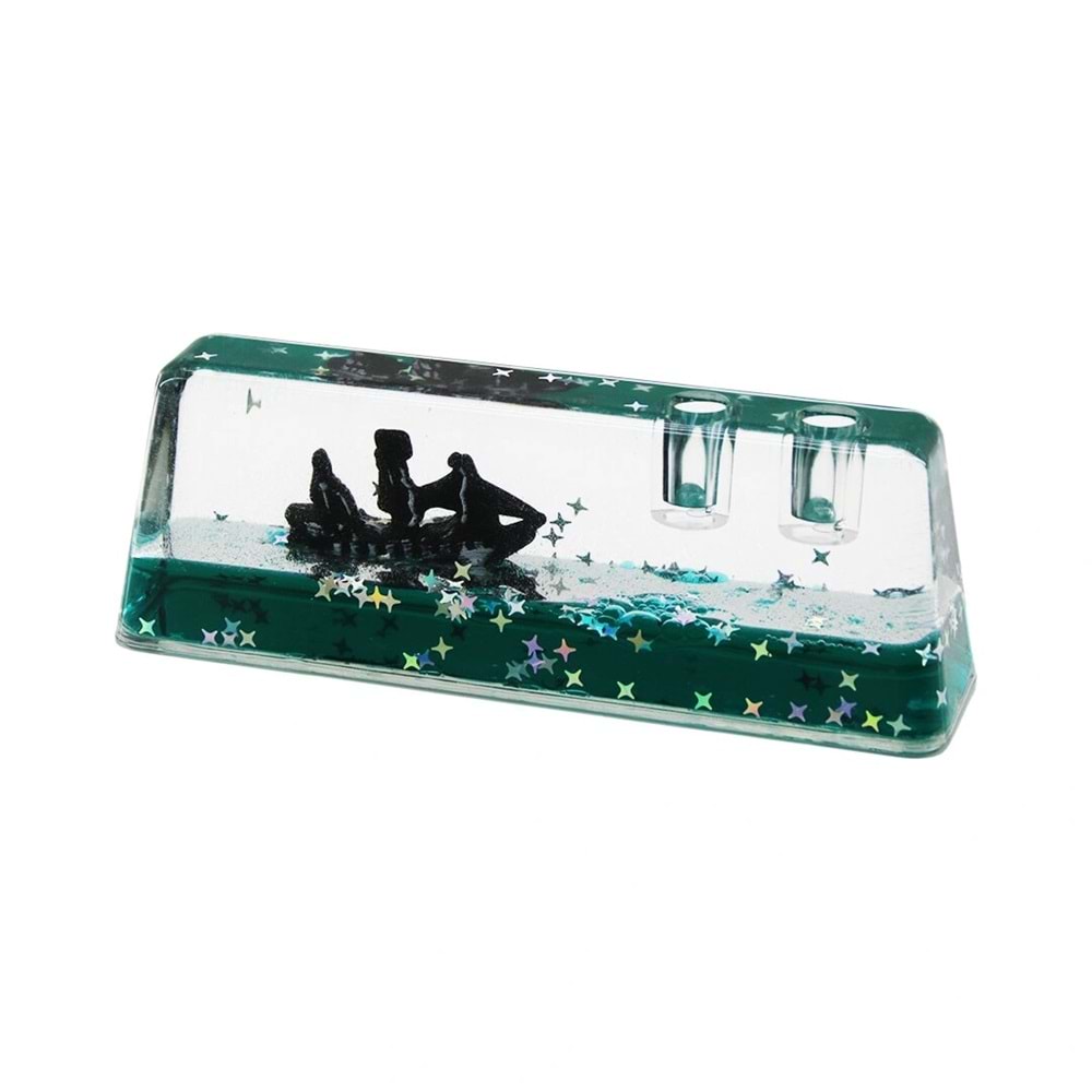 KALEMLİKLİ YEŞİL SU -YILDIZLI D.GEN MİKA YÜZEN BATMAYAN GEMİ DEKORATİF AKVARYUM 5X14X2.5-3.5CM (5047)