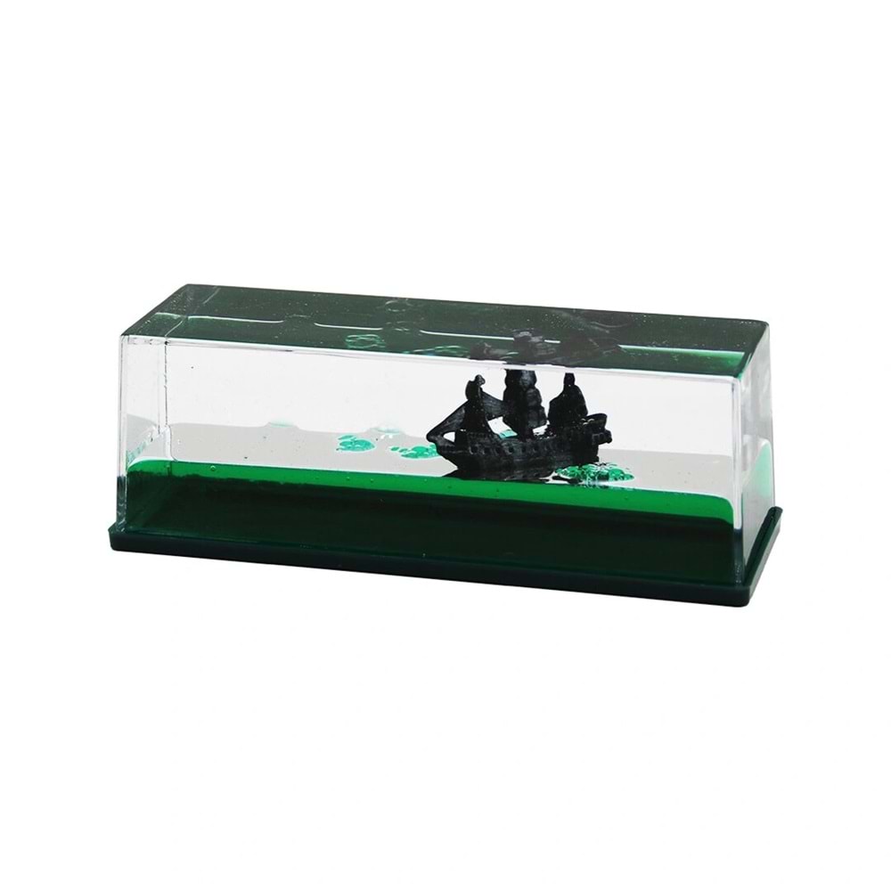 YEŞİL SU DİKDÖRTGEN MİKA YÜZEN BATMAYAN GEMİ DEKORATİF BİBLO AKVARYUM 4.5X14.5X5.3CM (5047)