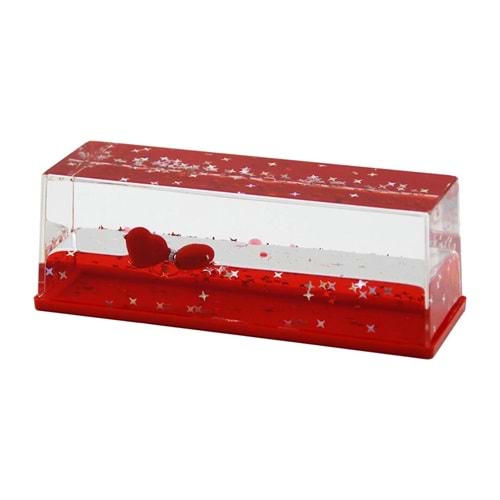 KIRMIZI SU - KALP - YILDIZ DİKDÖRTGEN MİKA YÜZEN BATMAYAN KALP DEKORATİF BİBLO AKVARYUM 15X5.2X5.3CM (5047)