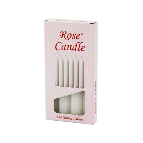 4PCS - KALIN ÇAP=2CM - UZUNLUK=15CM BEYAZ KLASİK MARKET MUM (5047)
