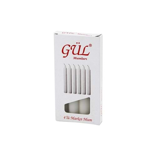 4PCS - İNCE ÇAP=1.6CM - UZUNLUK=12CM BEYAZ KLASİK MARKET MUM (5047)