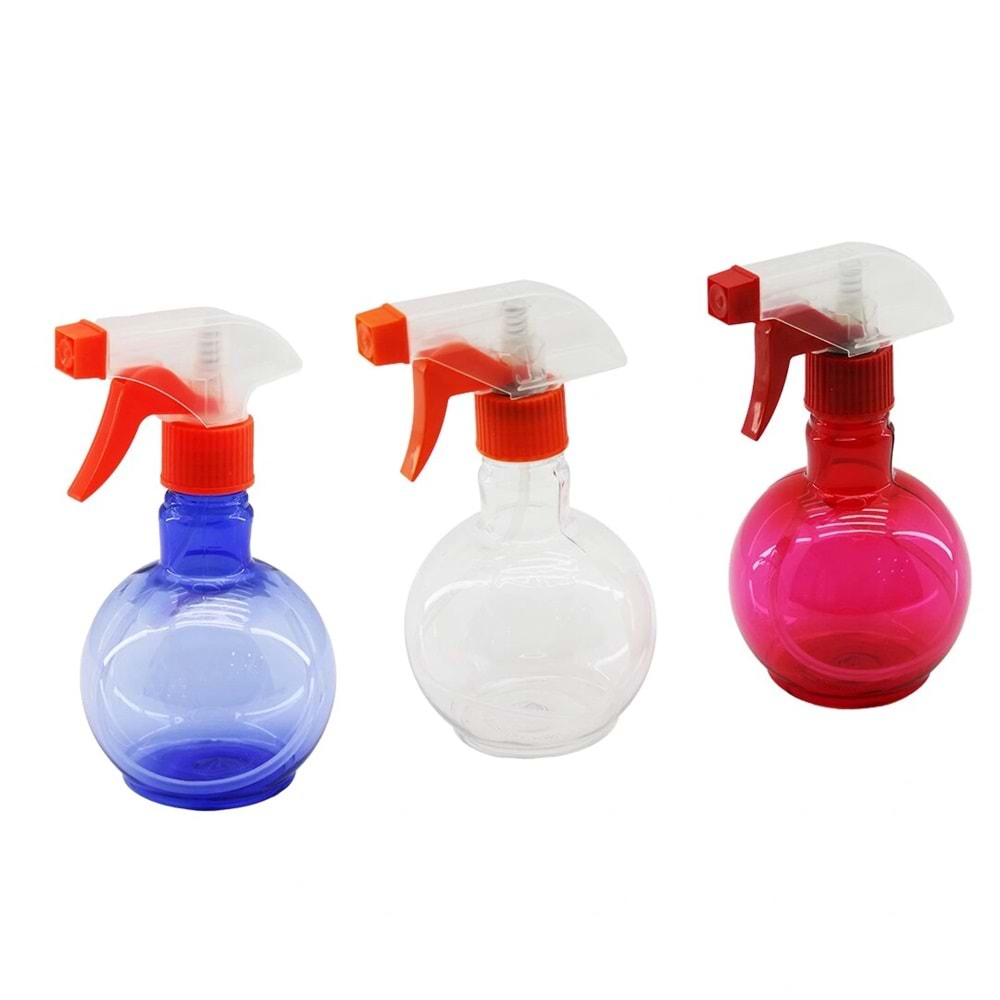 350ML RENKLİ ŞEFFAF TOMBUL - PLASTİK BOŞ SPREY PÜSKÜRTÜCÜ ŞİŞE (5047)