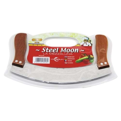 STEEL MOON ÇİFT AHŞAP SAPLI ZIRH BIÇAK KESİCİ - DOĞRAYICI 24 x 14 x 1,5 cm (5047)