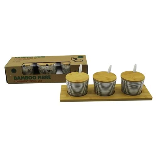 3 PCS BAMBU KAPAK - ALTLIK FİBER - MELAMİN BAHARATLIK TAKIM (5047)