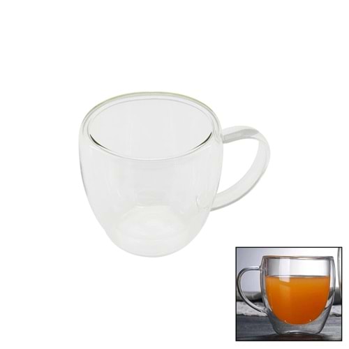 250ML - DAR ÇİFT CİDARLI - SADE TERMİSİL - ISIYA DAYANIKLI CAM BARDAK (5047)