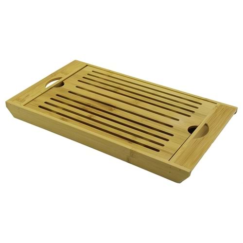 2IN1 IZGARALI BAMBU AHŞAP KESİM PANOSU - TEPSİ KESİM: 20.5X29.5CM - (5047)