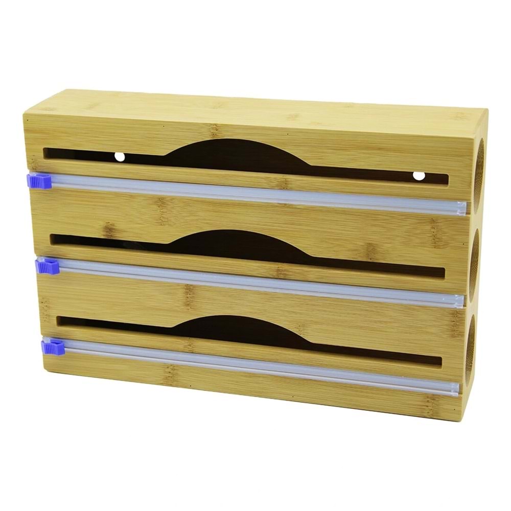 3IN1 AHŞAP BAMBU STREÇLİK FOLYOLUK KESİCİ BIÇAK KANALLI 22X34CM (5047)