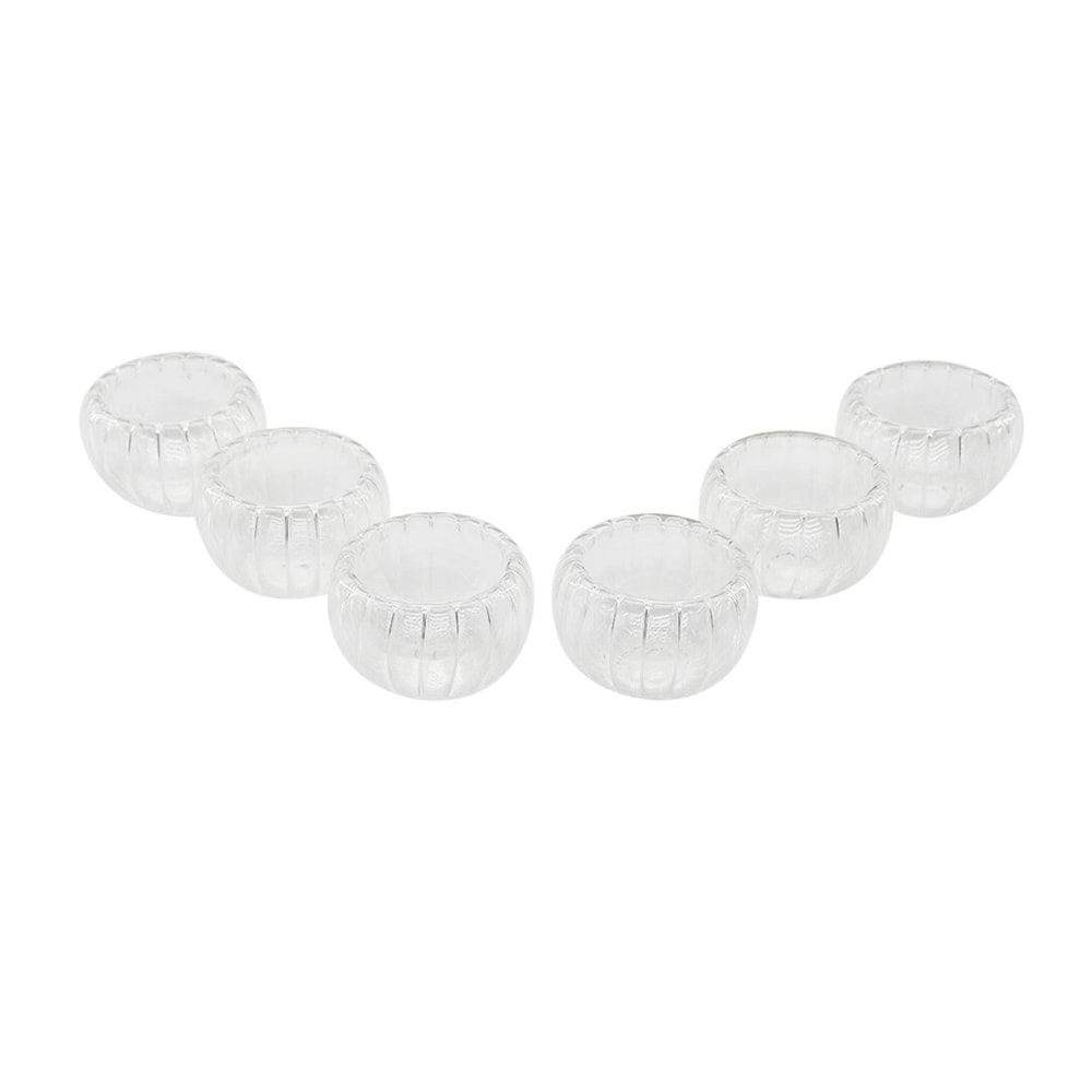 6 PCS ÇİZGİLİ CAM ÇİFT CİDARLI LOKUMLUK - SOSLUK 50 ML (5047)