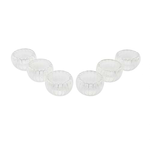 6 PCS ÇİZGİLİ CAM ÇİFT CİDARLI LOKUMLUK - SOSLUK 50 ML (5047)