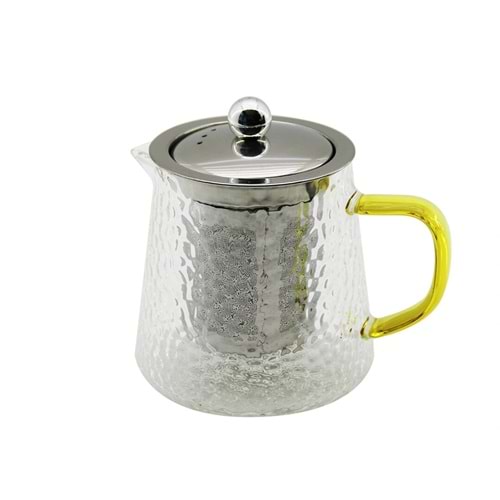 YUVARLAK KABARTMALI - BOROSİLİKAT CAM DEMLİK 550ML (5047)