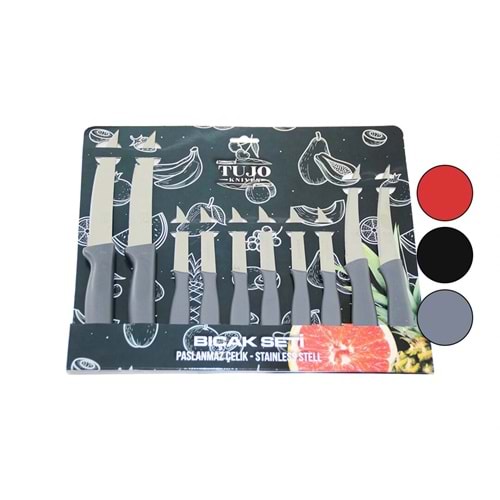 10LU TIRTIRLI BIÇAK SETİ 2AD 12.5CM EKMEK 2AD 10CM SEBZE 6AD 6.5CM MEYVE (5047)