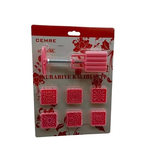 KARE KURABİYE KALIP SETİ YAYLI BASKI APARATI - 6PCS KALIP RENKLİ PLS (5047)