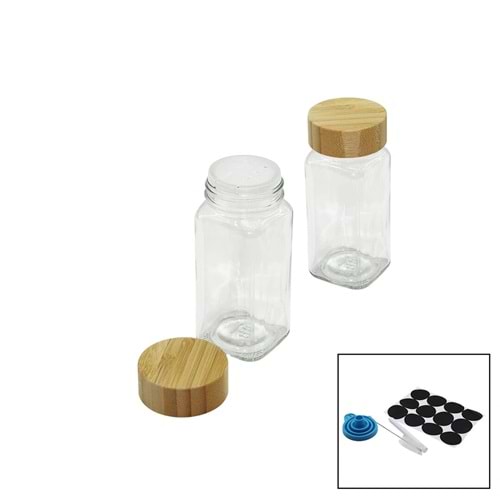 12 PCS TAKIM KARE CAM BAHARATLIK - TUZLUK BAMBU KAPAKLI (5047)