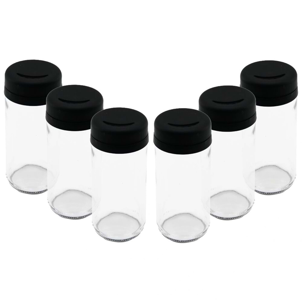 6 PCS CAM - 225ML BAHARATLIK - TUZLUK PLASTİK KAPAK (5047)