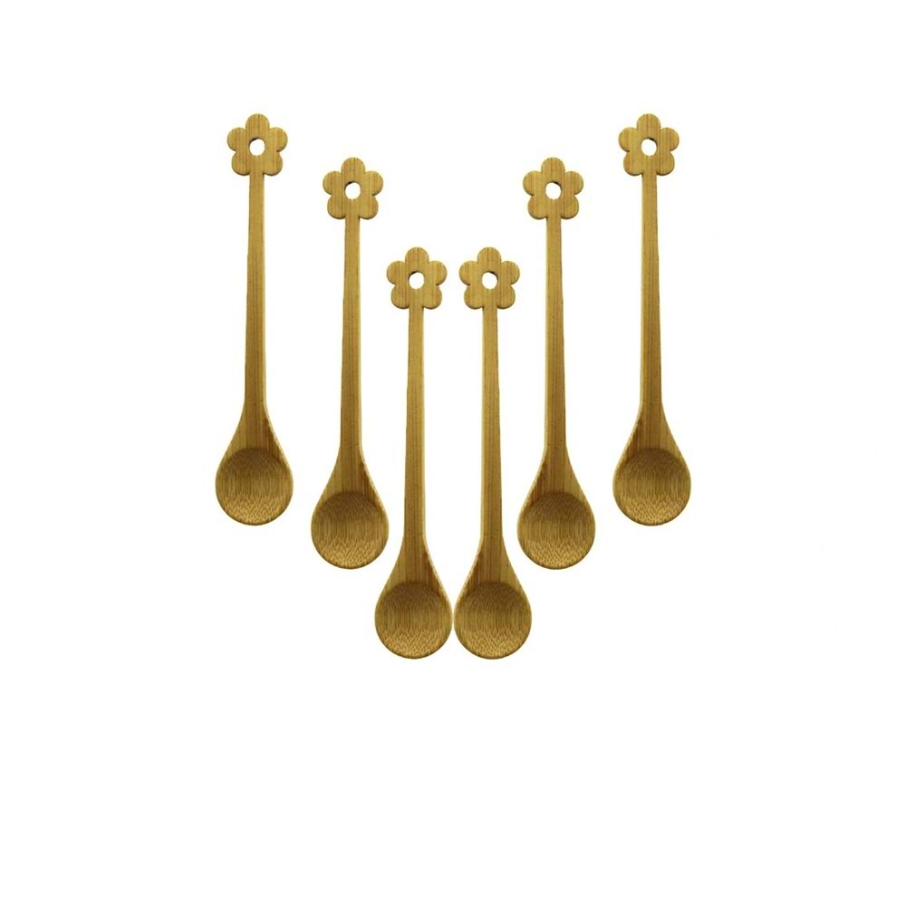 6 PCS MİNİ BAMBU AHŞAP KAŞIK 14.5CM (5047)