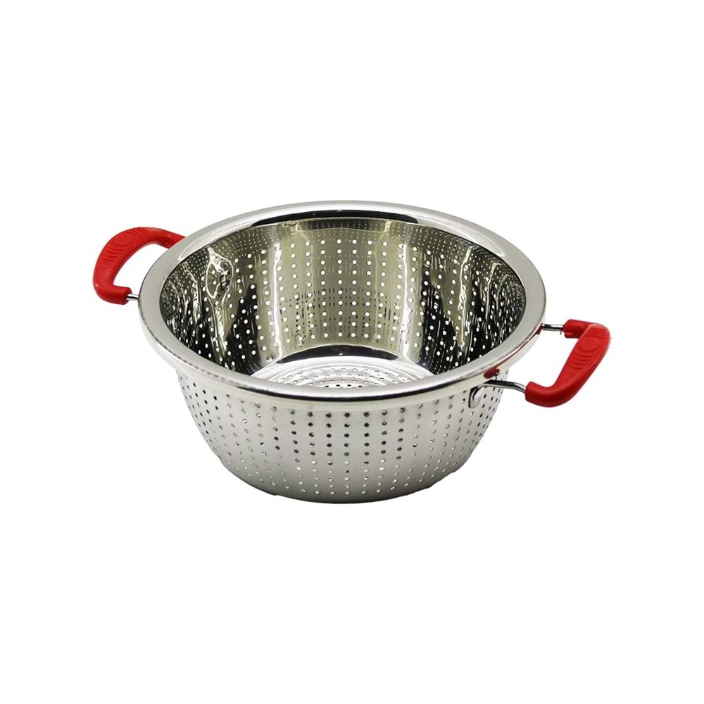24CM PLASTİK KULPLU ÇELİK SEPET METAL SÜZGEÇ (5047)