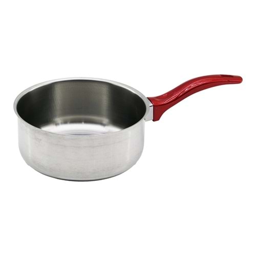 14CM KIRMIZI PLASTİK KULP ÇELİK SOS TAVA (5047)