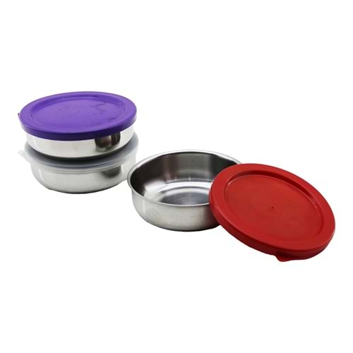 12CM ÇELİK SAKLAMA KABI RENKLİ - ŞEFFAF PLASTİK KAPAK (5047)