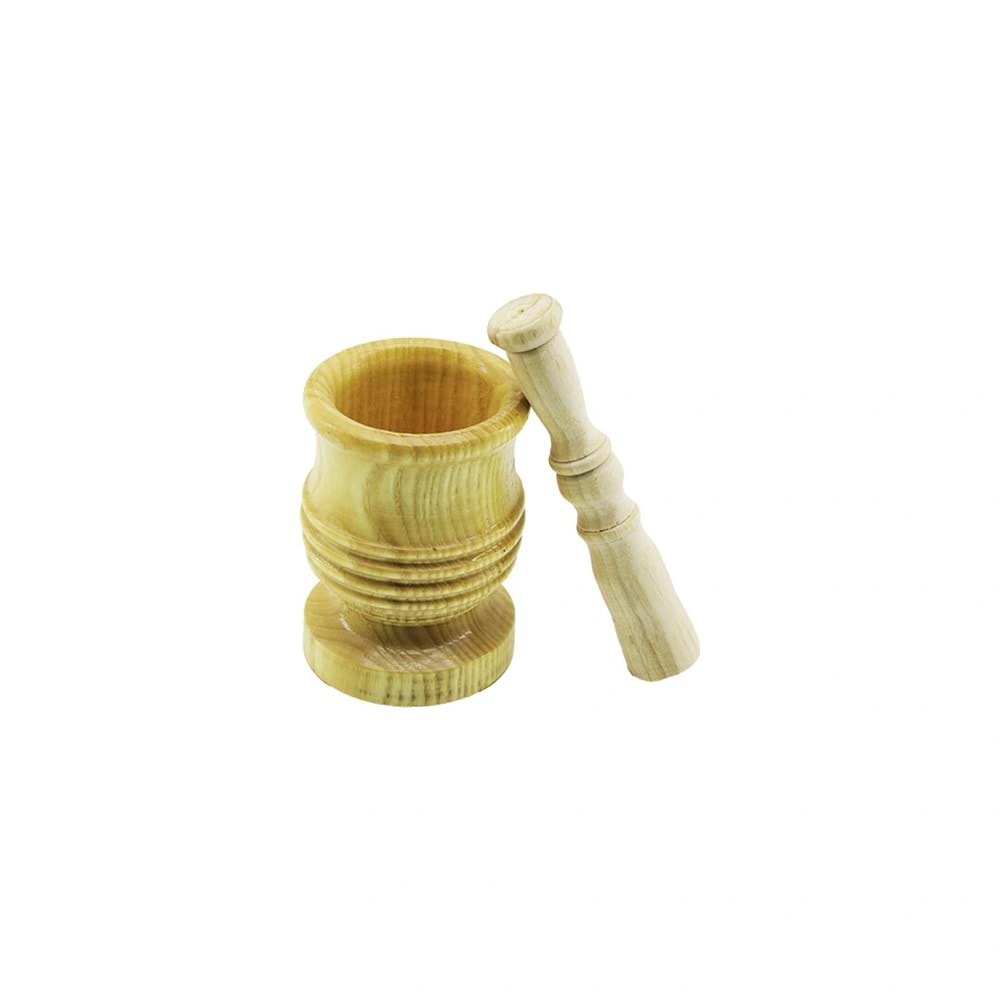 ORTA BOY LÜX AHŞAP HAVAN SARIMSAK DÖVECEK Ç: 7.3CM--D: 6.5CM--Y: 10.5CM FİLELİ AMBALAJ (5047)