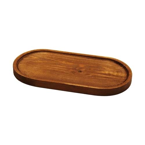 OVAL KOYU RENK=KAHVERENGİ AHŞAP YAĞDANLIK ALTLIK 25X12.5CM (5047)