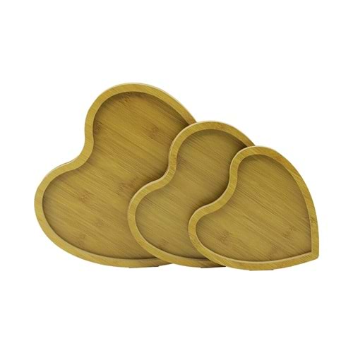 KALPLİ - 3LÜ SET AHŞAP MDF SUNUM TEPSİ SETİ 18X19--22X23--27X28CM (5047)