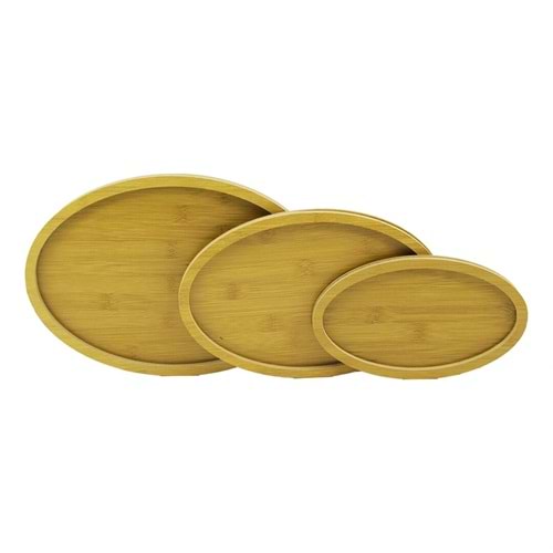 OVAL - 3LÜ SET AHŞAP MDF SUNUM TEPSİ SETİ 14X23.5CM - 19.5X29.5CM - 23.5X33.5CM (5047)