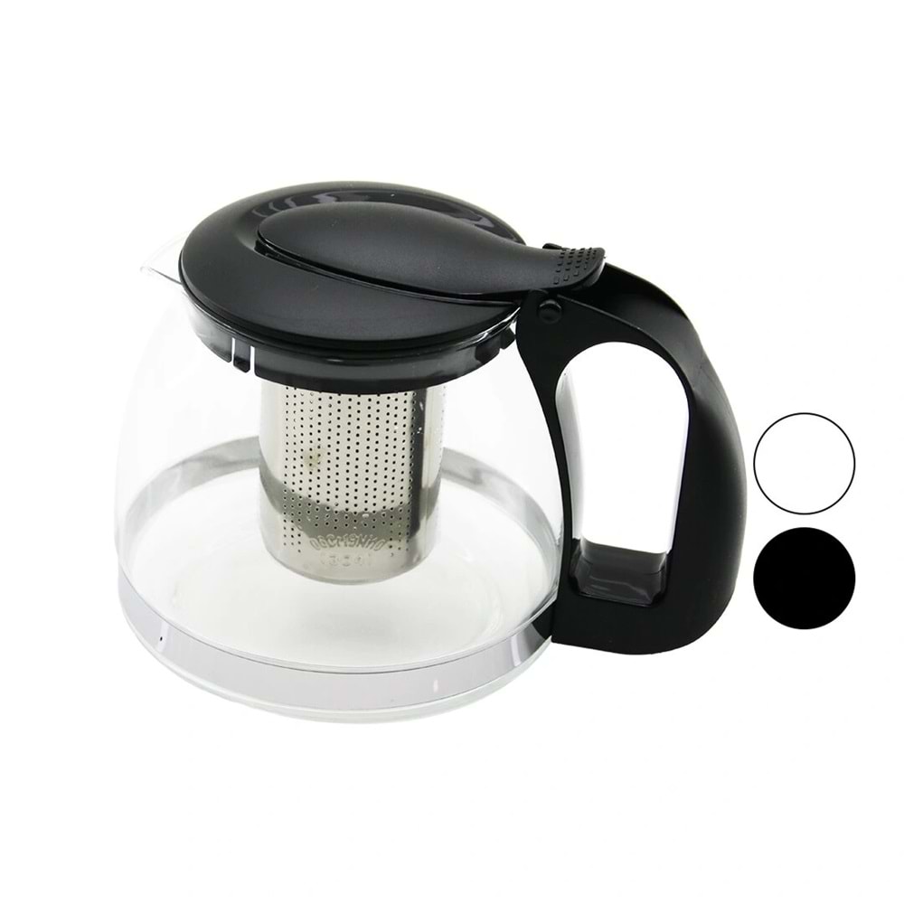 1250ML CAM DEMLİK ÇELİK SÜZGEÇLİ - PLASTİK KULP - KAPAK - KROM ÇERÇEVE (5047)